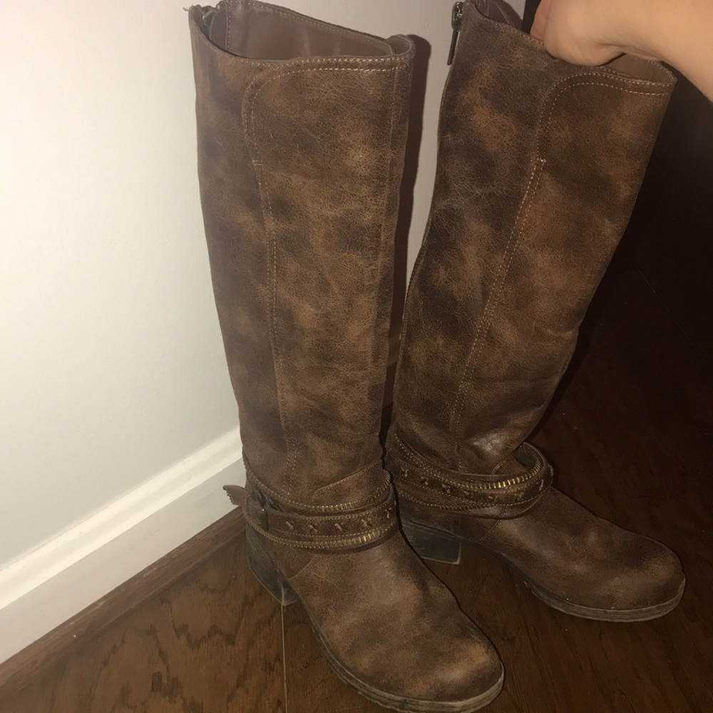 Brown knee high boots